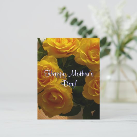 Happy Moederdag Yellow Roses Briefkaart (Staand voorkant)