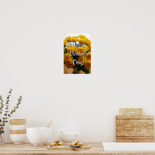 Happy Moederdag Yellow Roses Poster (Keuken)