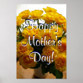 Happy Moederdag Yellow Roses Poster (Voorkant)