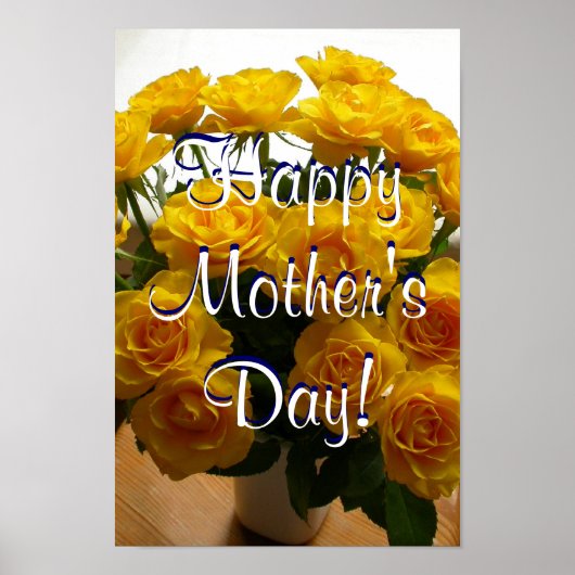 Happy Moederdag Yellow Roses Poster (Voorkant)