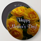 Happy Moederdag Yellow Roses Ronde Button 6,0 Cm (Voorkant /achterkant)