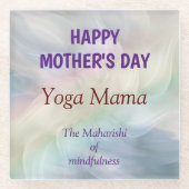 Happy Moederdag Yoga Mama design Glazen Onderzetter (Voorkant)