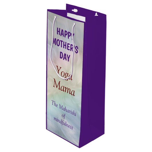 Happy Moederdag Yoga Mama design Wijn Cadeautas (Voorkant Gekanteld)