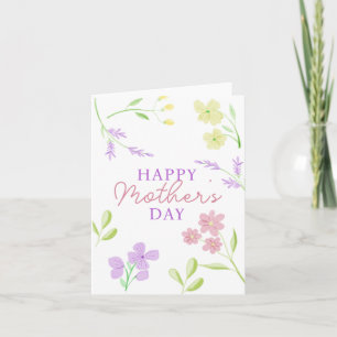 Happy Moederdag Zachte Bloemen Waterverf Pastel Kaart