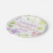 Happy Moederdag Zachte Bloemen Waterverf Pastel Papieren Bordje (Gekanteld)