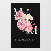 Happy Moederdag Zwart Modern Creative Flower Raamsticker (Vel)