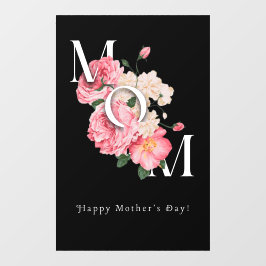 Happy Moederdag Zwart Modern Creative Flower Raamsticker