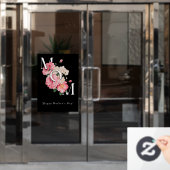 Happy Moederdag Zwart Modern Creative Flower Raamsticker (Kantoordeur)