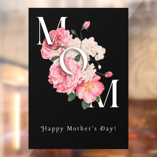 Happy Moederdag Zwart Modern Creative Flower Raamsticker (Vel 2)