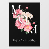 Happy Moederdag Zwart Modern Creative Flower Raamsticker (Vel)
