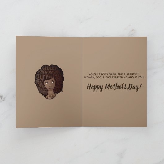 Happy Moederdag, zwarte vrouwen stimuleren, bruin Kaart (Binnen)
