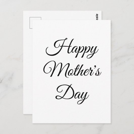 Happy Moederdag, zwarte witte elegant klassiek Briefkaart (Voorkant / Achterkant)