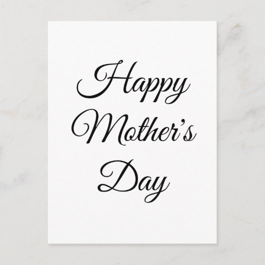 Happy Moederdag, zwarte witte elegant klassiek Briefkaart (Voorkant)