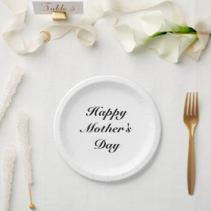 Happy Moederdag, zwarte witte elegant klassiek Papieren Bordje