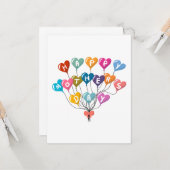 Happy Moeders Day Colorful Heart Balloons Kaart (Voorkant / Achterkant in situ)