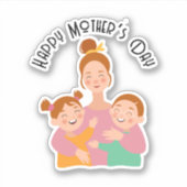 Happy Moeders Day Family Digital Tekening Sticker (Voorkant)