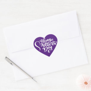 Happy Moeders Day Heart Shape Paars Hart Sticker