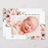 Happy Moeders Day Photo Card met roze rozen Feestdagenkaart (Voorkant / Achterkant)