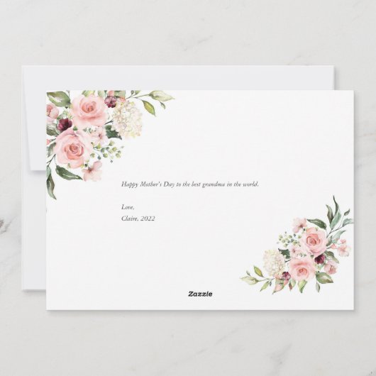 Happy Moeders Day Photo Card met roze rozen Feestdagenkaart (Achterkant)