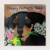 Happy Moeders Day Puppy Flower Bouquet Legpuzzel (Verticaal)