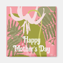 Happy Moeders Day roze floral magnet