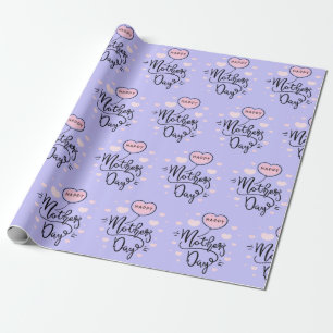 Happy Moeders roze Harten Dag Moderne Typografie Cadeaupapier