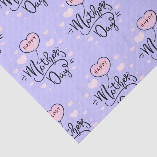 Happy Moeders roze Harten Dag Moderne Typografie Tissuepapier (Detail)