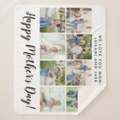 Happy Moeders Whtie Photo Collage Sherpa Deken (Voorkant)