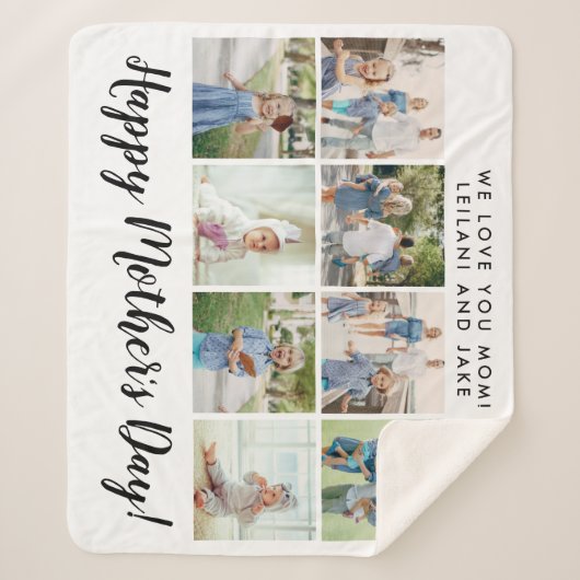 Happy Moeders Whtie Photo Collage Sherpa Deken (Voorkant)