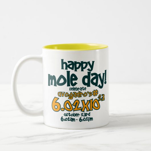 Happy MOle DAY! (Avogadro-nummer) Tweekleurige Koffiemok (Links)