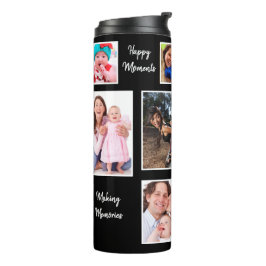 Happy Moments Dark Background Photo Collage Thermosbeker