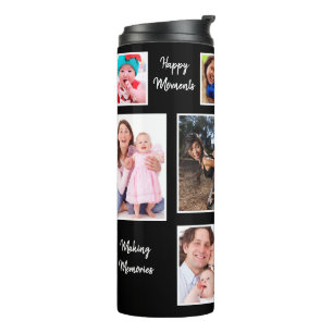 Happy Moments Dark Background Photo Collage Thermosbeker