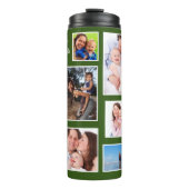 Happy Moments Green Background Photo Collage Thermosbeker (Voorkant)