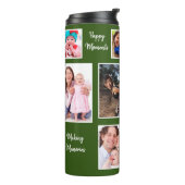 Happy Moments Green Background Photo Collage Thermosbeker (Gedraaid links)