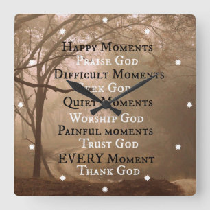 Happy Moments Phoogt God Quote Vierkante Klok