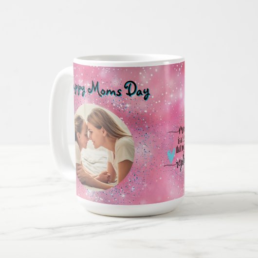 Happy Moms Day Glitter Foto Mok Moederdag Gift (Voorkant links)