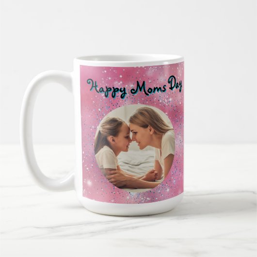 Happy Moms Day Glitter Foto Mok Moederdag Gift (Links)