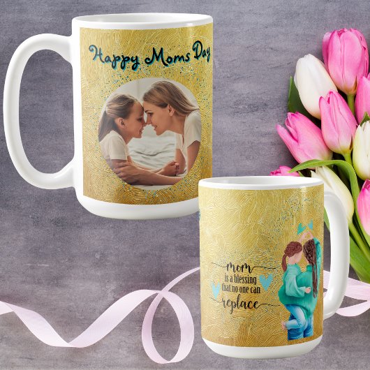 Happy Moms Day Glitter Foto Mok Moederdag Gift