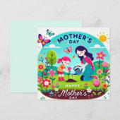 Happy Mom's Day Print Design Kaart (Voorkant / Achterkant)