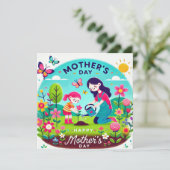 Happy Mom's Day Print Design Kaart (Staand voorkant)
