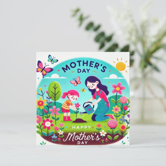 Happy Mom's Day Print Design Kaart (Staand voorkant)