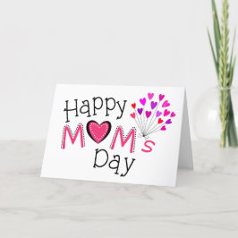 Happy Mom's Moederdag Love Hearts Greeting Kaart