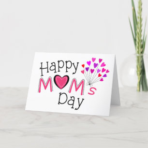 Happy Mom's Moederdag Love Hearts Greeting Kaart