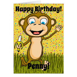 Happy Monkey Birthday Kaart