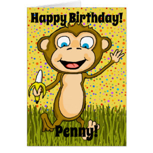 Happy Monkey Birthday Kaart