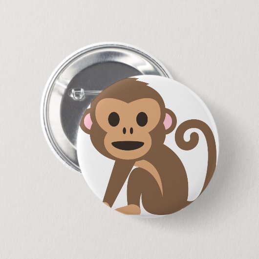 Happy Monkey-Cartoon Ronde Button 5,7 Cm (Voorkant /achterkant)