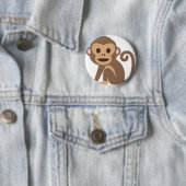 Happy Monkey-Cartoon Ronde Button 5,7 Cm (In situ)