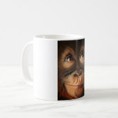Happy Monkey glimlachend olie schilderend Oranguta Koffiemok (Voorkant links)