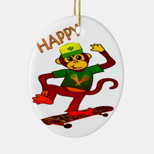 happy Monkey Keramisch Ornament (Rechts)
