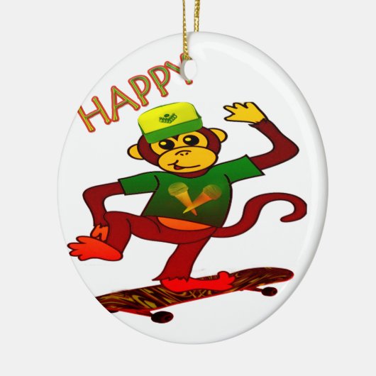 happy Monkey Keramisch Ornament (Links)